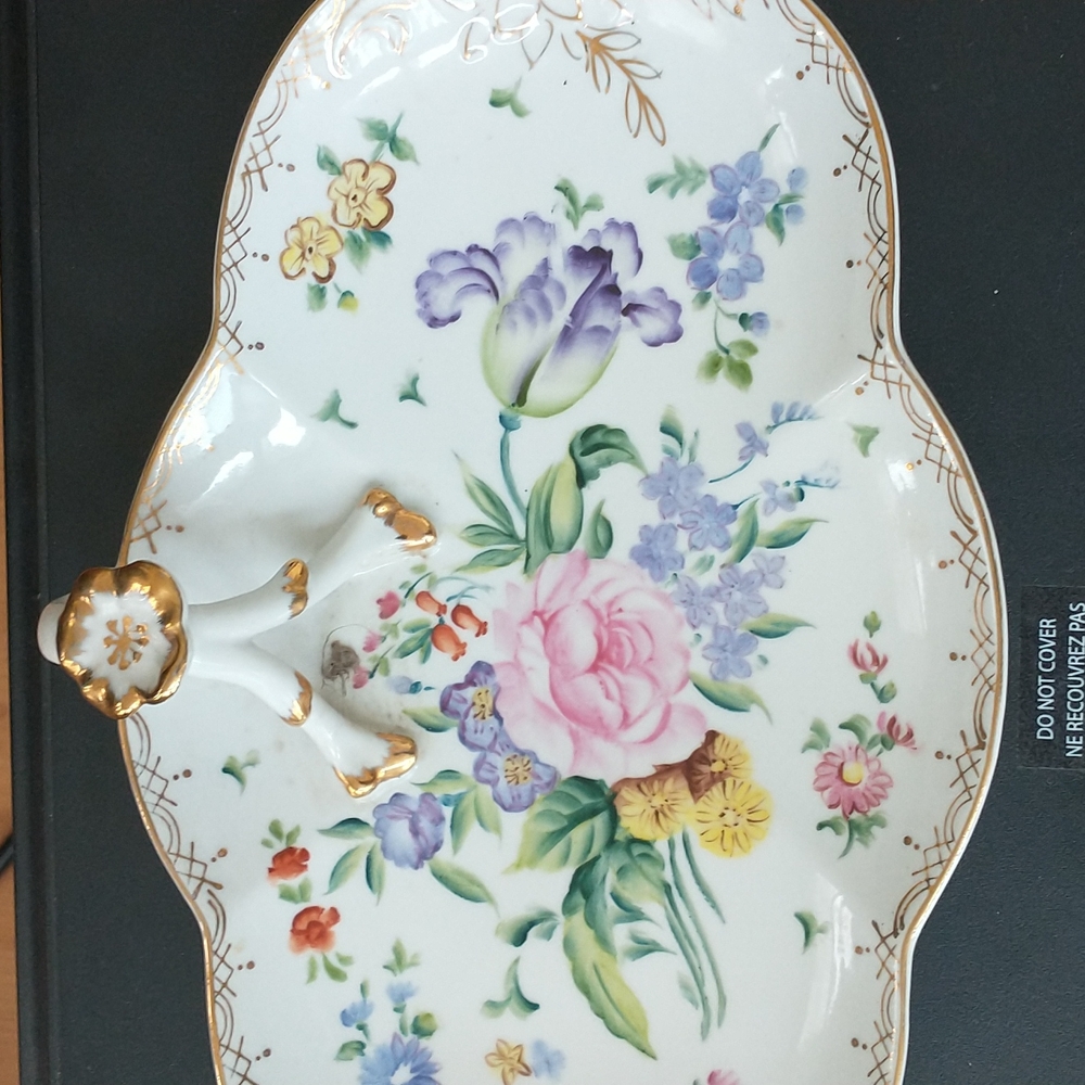 Pretty handled h.p. floral tray hand painted. - Picture 11 of 13